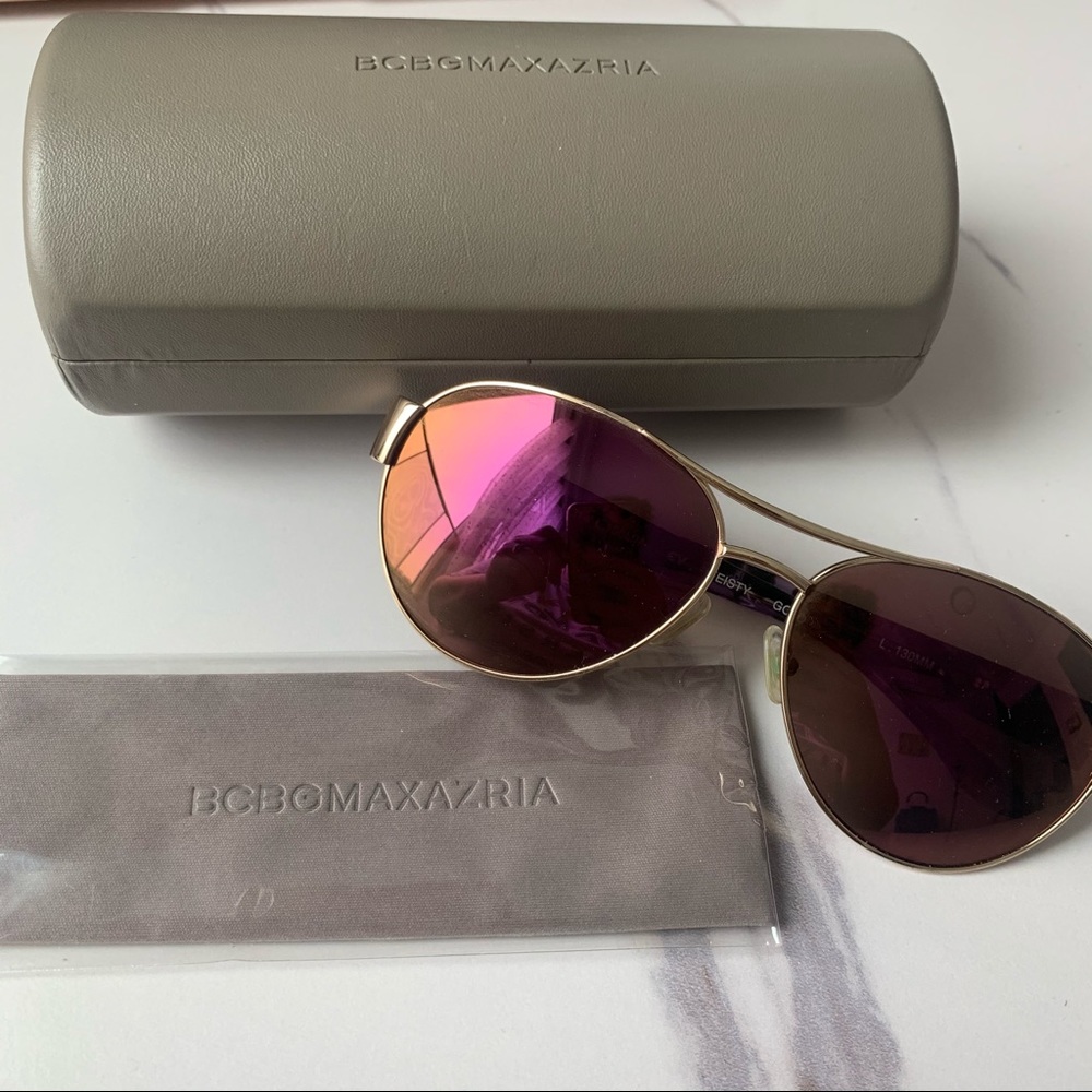 BCBGMAXAZRIA Purple and Gold Aviator Sunglasses